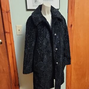 Elegant Black Vintage Faux Fur Textured Women's Coat